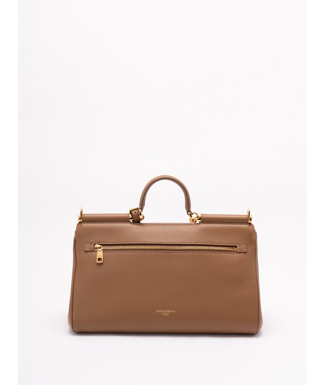 DOLCE&GABBANA Коричневая кожаная сумка тоут, фото 2