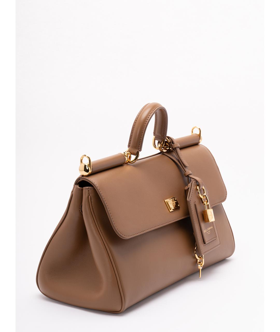 DOLCE&GABBANA Коричневая кожаная сумка тоут, фото 3