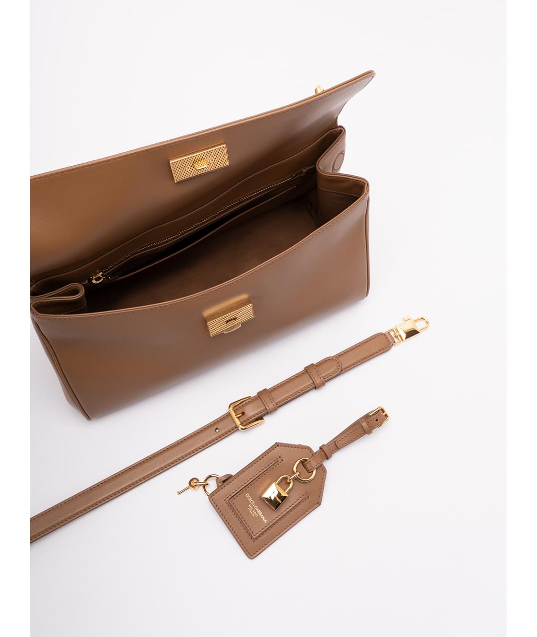 DOLCE&GABBANA Коричневая кожаная сумка тоут, фото 6