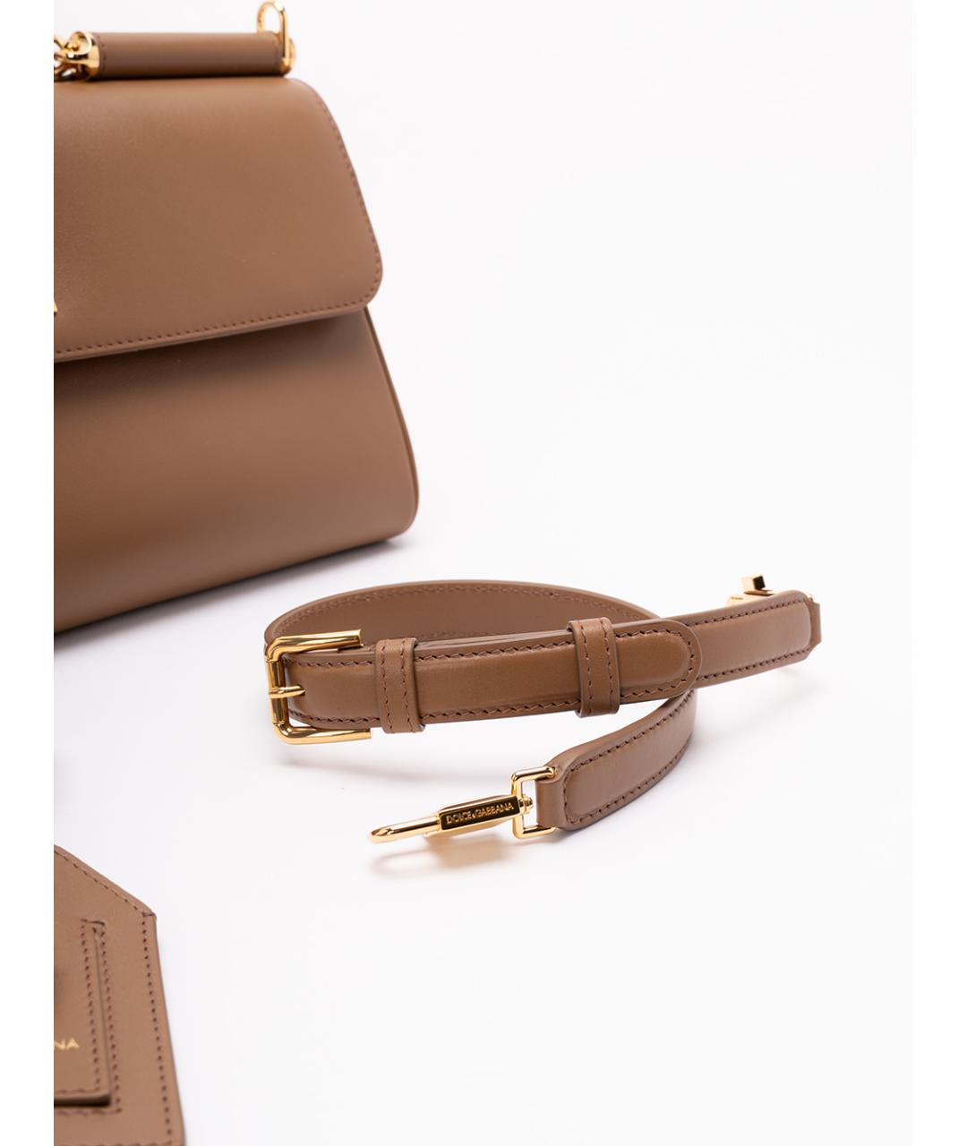 DOLCE&GABBANA Коричневая кожаная сумка тоут, фото 5