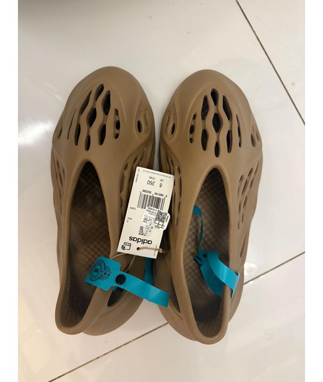 ADIDAS YEEZY Коричневые резиновые шлепанцы, фото 3