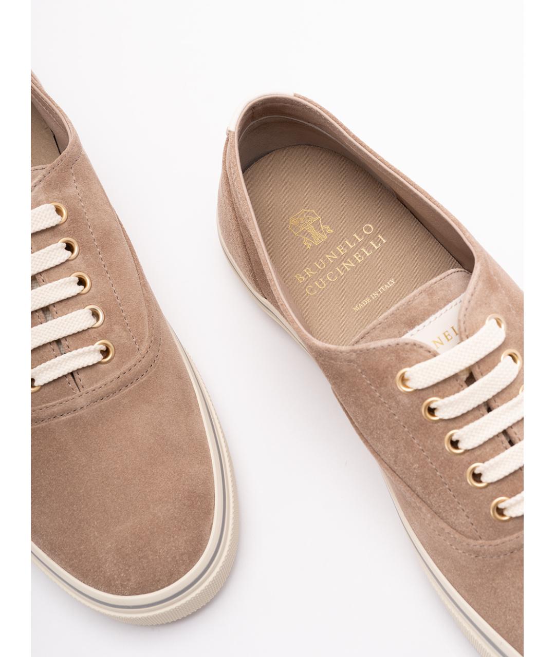 BRUNELLO CUCINELLI Бежевые замшевые низкие кроссовки / кеды, фото 5