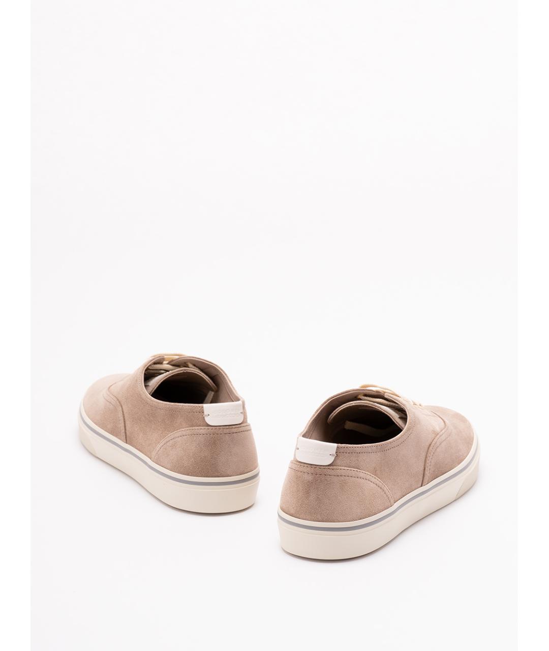 BRUNELLO CUCINELLI Бежевые замшевые низкие кроссовки / кеды, фото 3