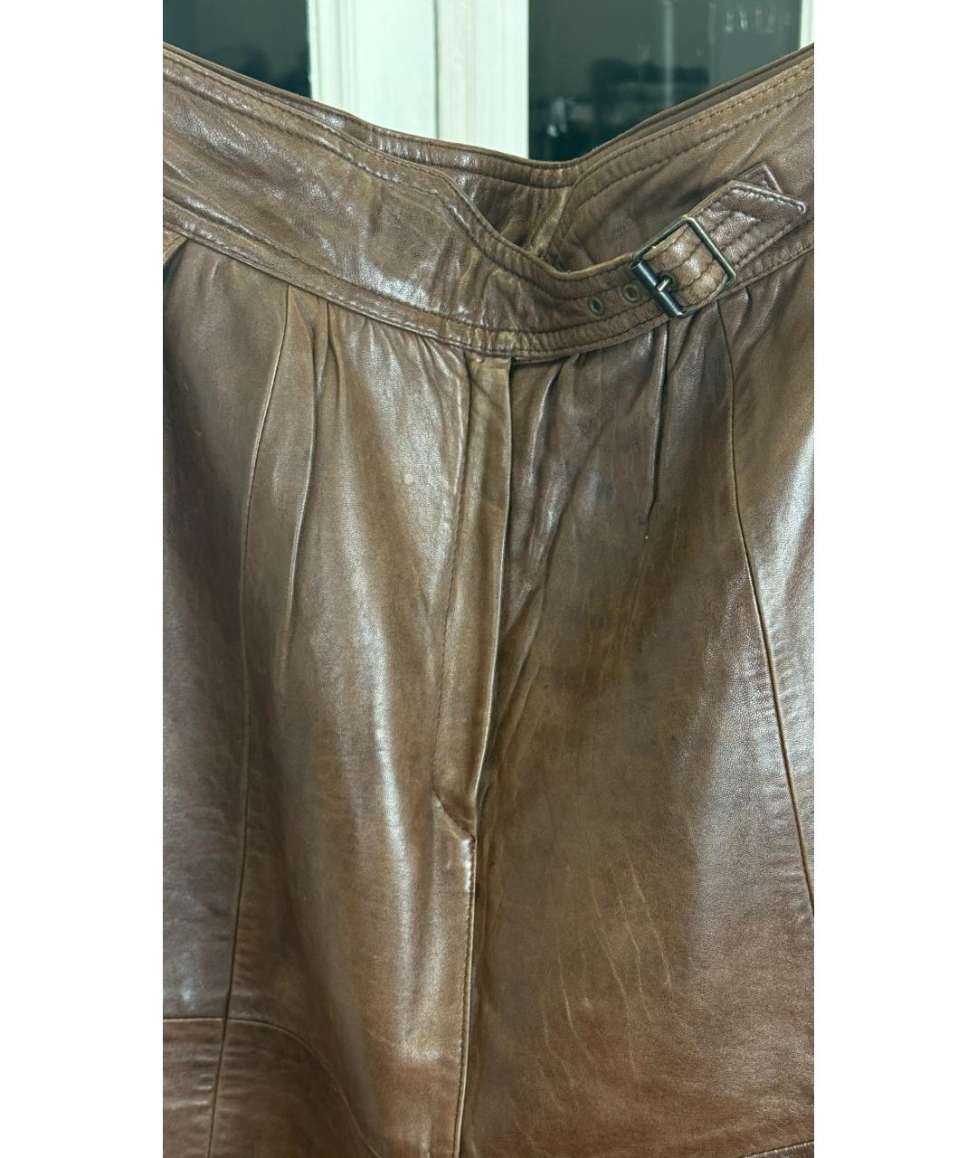 ESCADA Коричневая кожаная юбка миди, фото 5