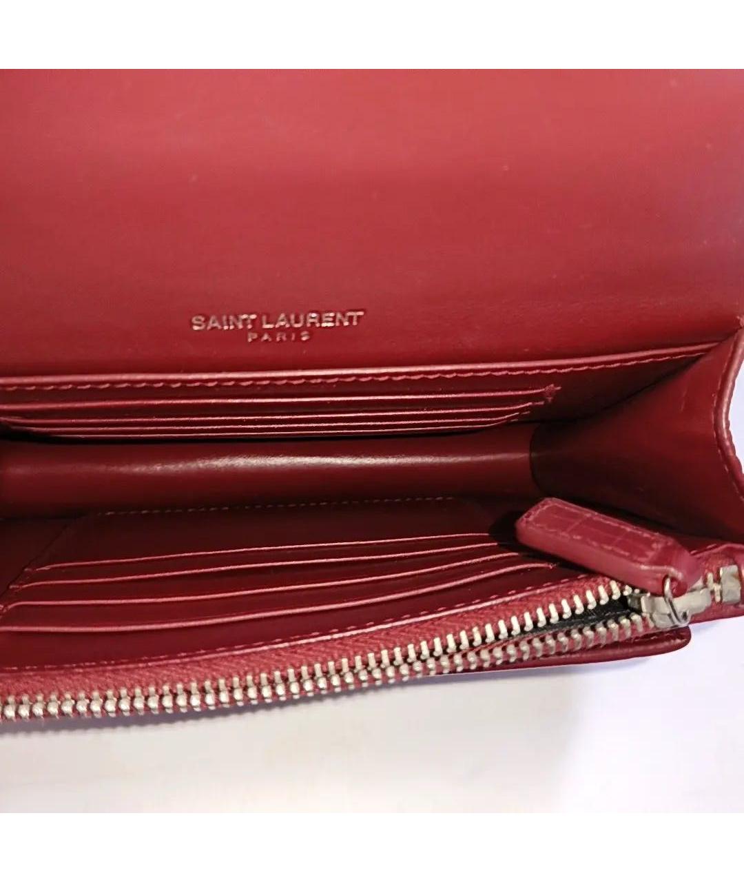 SAINT LAURENT Бордовая кожаная сумка через плечо, фото 5