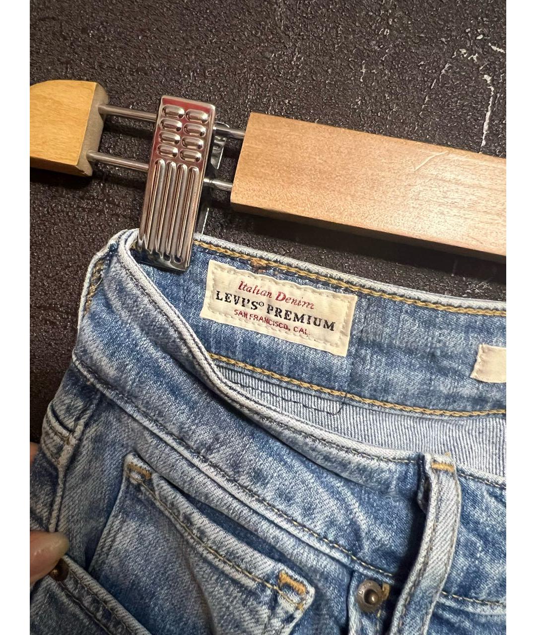 LEVI'S Голубые хлопковые джинсы слим, фото 5