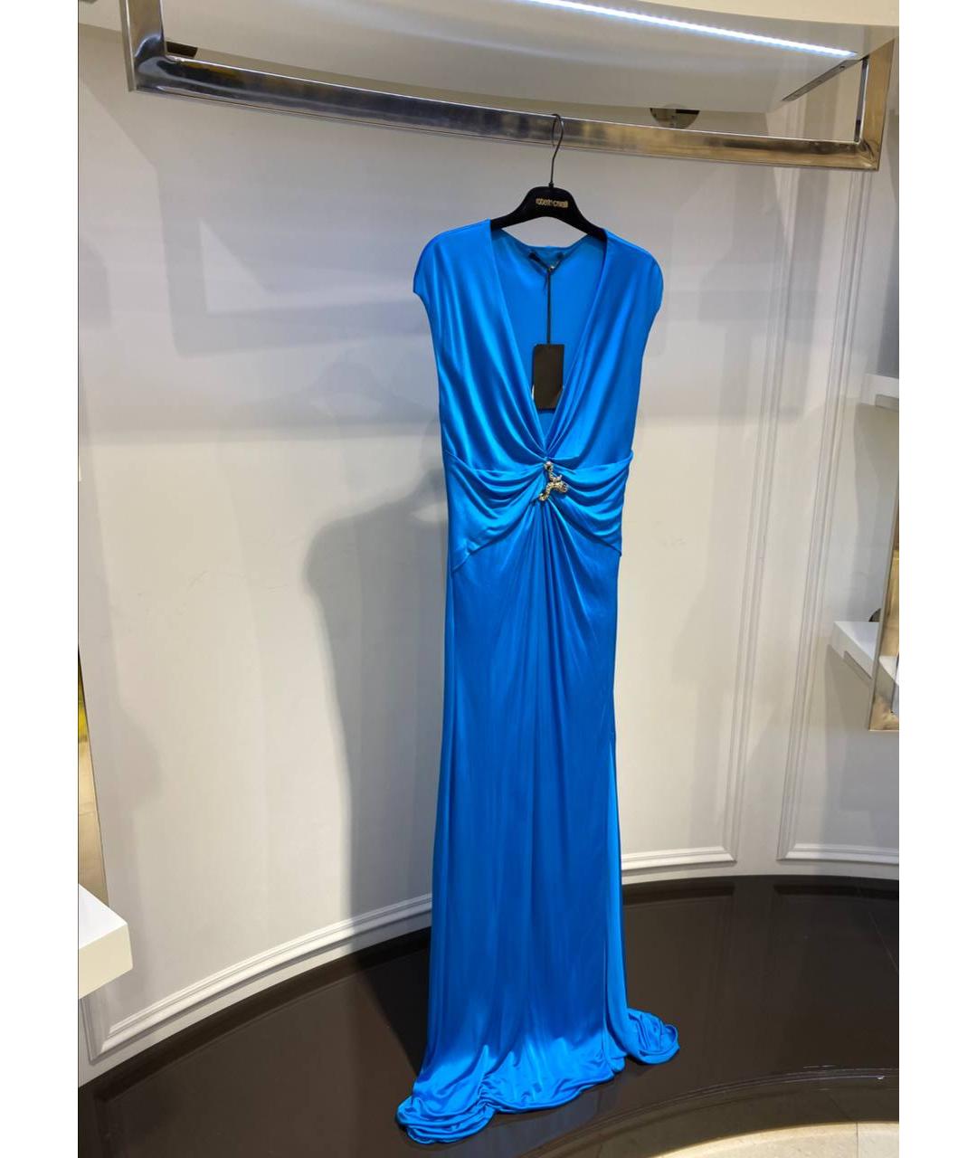 ROBERTO CAVALLI Синее вискозное вечернее платье, фото 2
