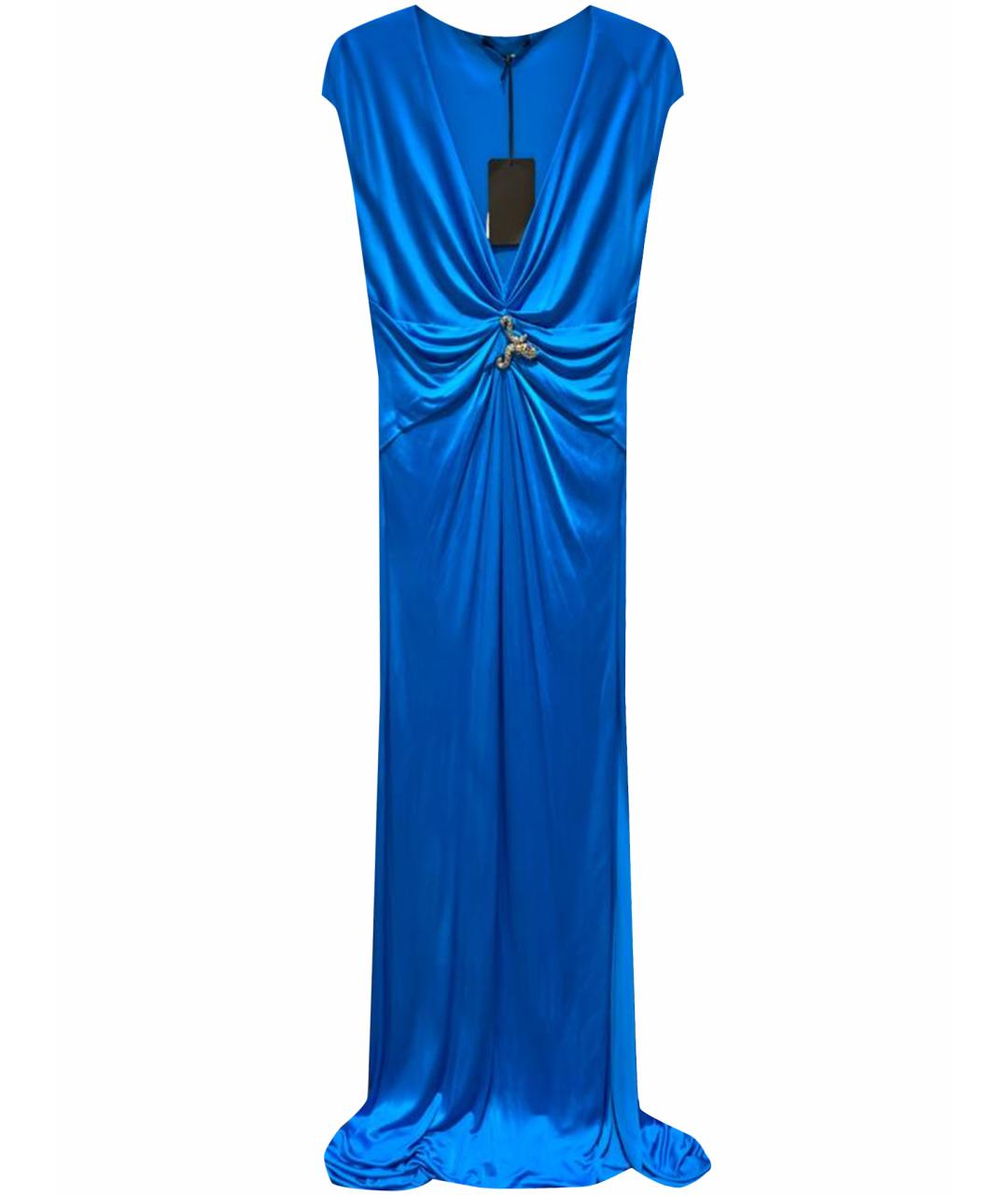 ROBERTO CAVALLI Синее вискозное вечернее платье, фото 1