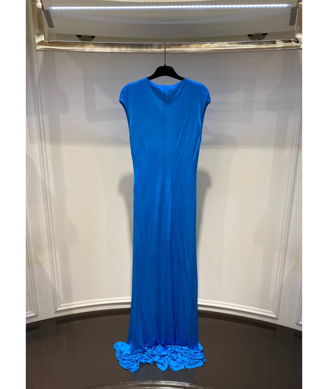 ROBERTO CAVALLI Синее вискозное вечернее платье, фото 3