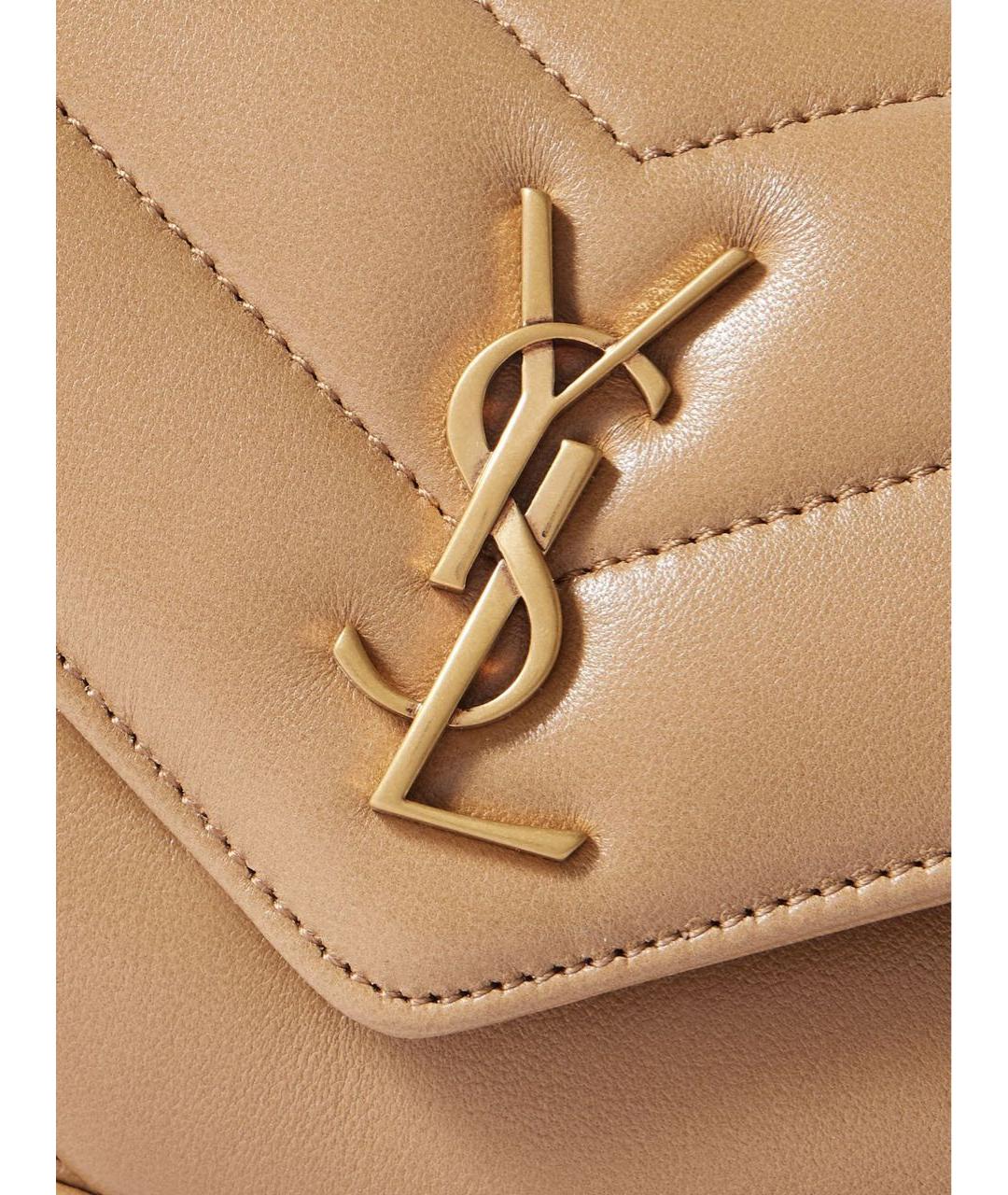 SAINT LAURENT Бежевая кожаная сумка через плечо, фото 4