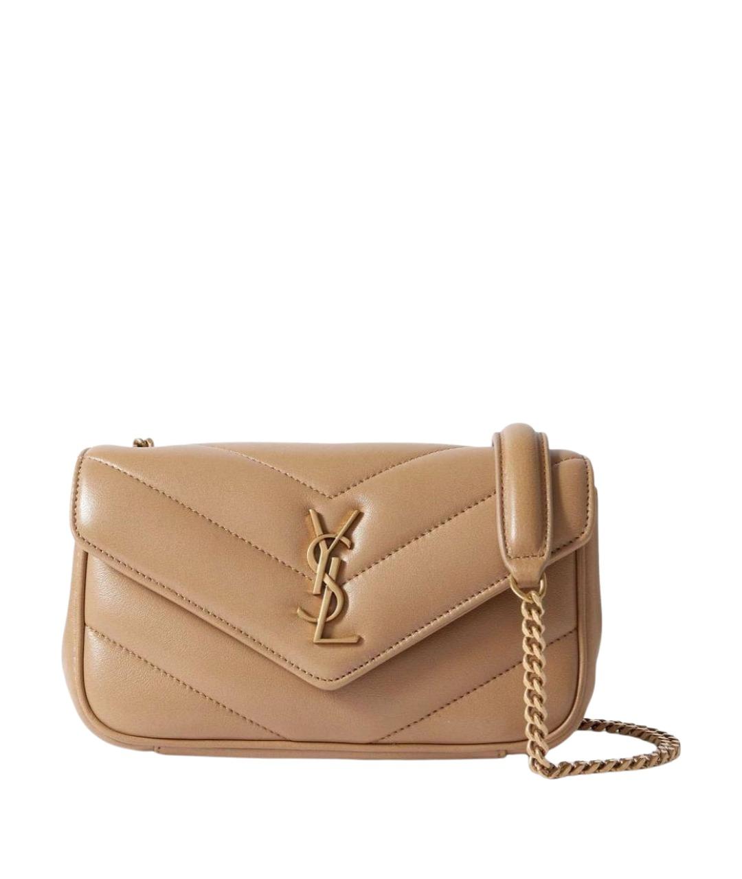 SAINT LAURENT Бежевая кожаная сумка через плечо, фото 1