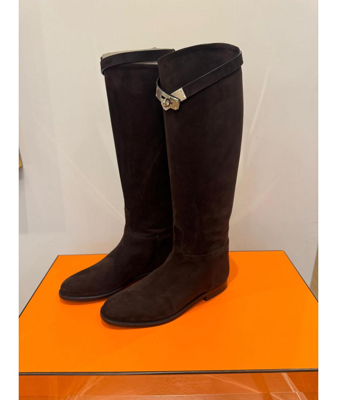 HERMES Коричневые кожаные сапоги, фото 3