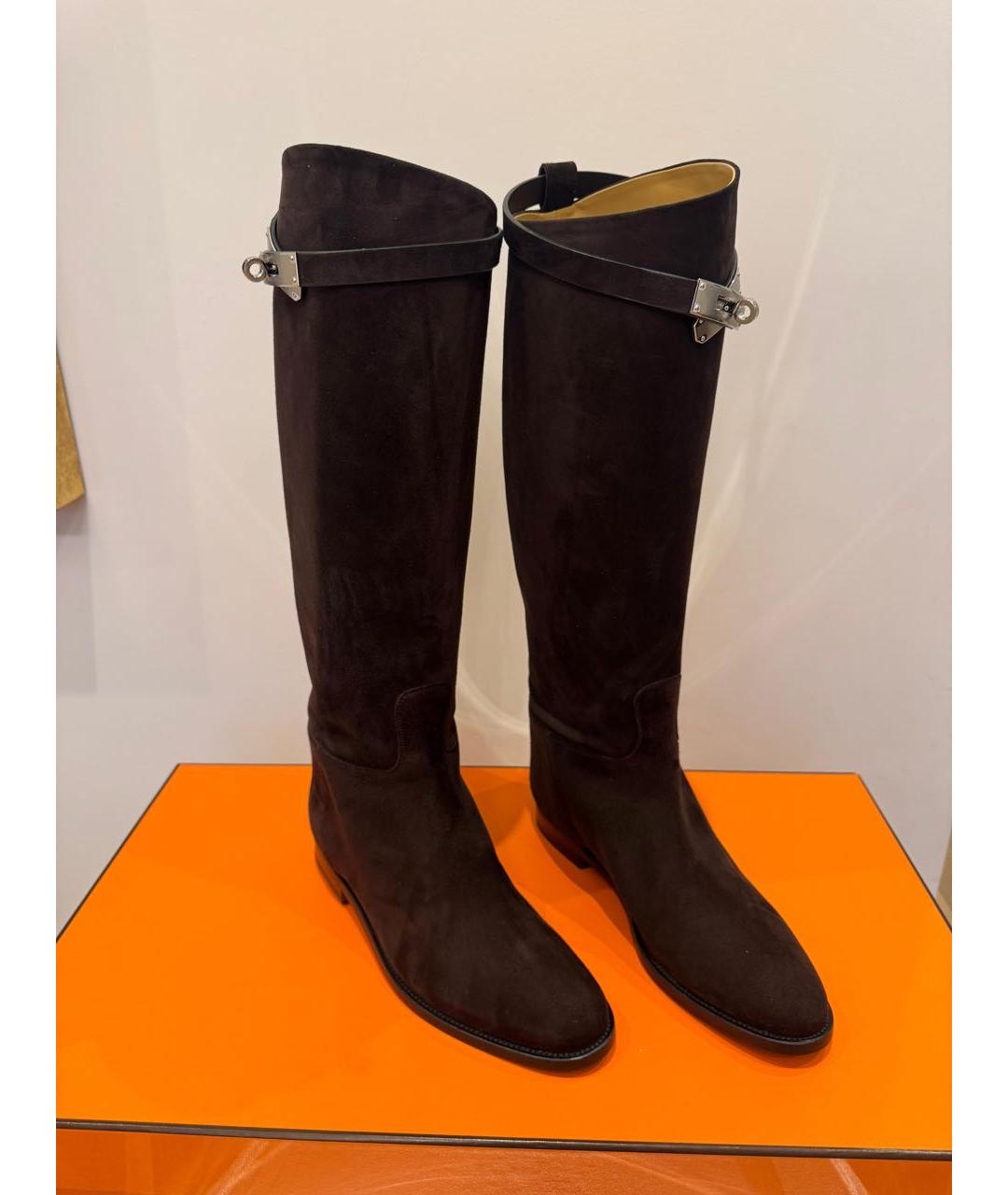 HERMES Коричневые кожаные сапоги, фото 2