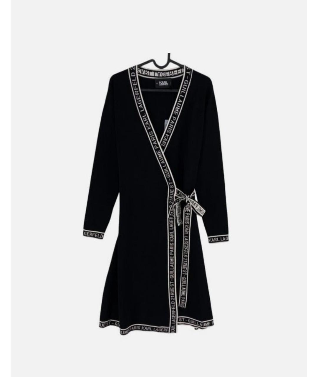 KARL LAGERFELD Черное вискозное повседневное платье, фото 8