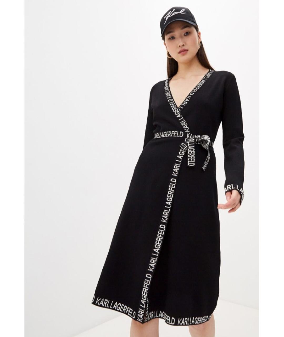 KARL LAGERFELD Черное вискозное повседневное платье, фото 4