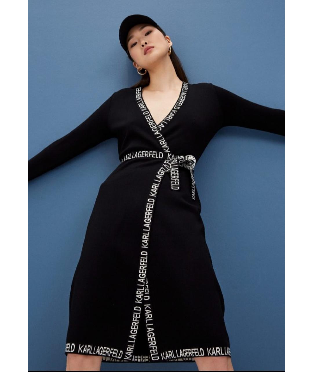 KARL LAGERFELD Черное вискозное повседневное платье, фото 7