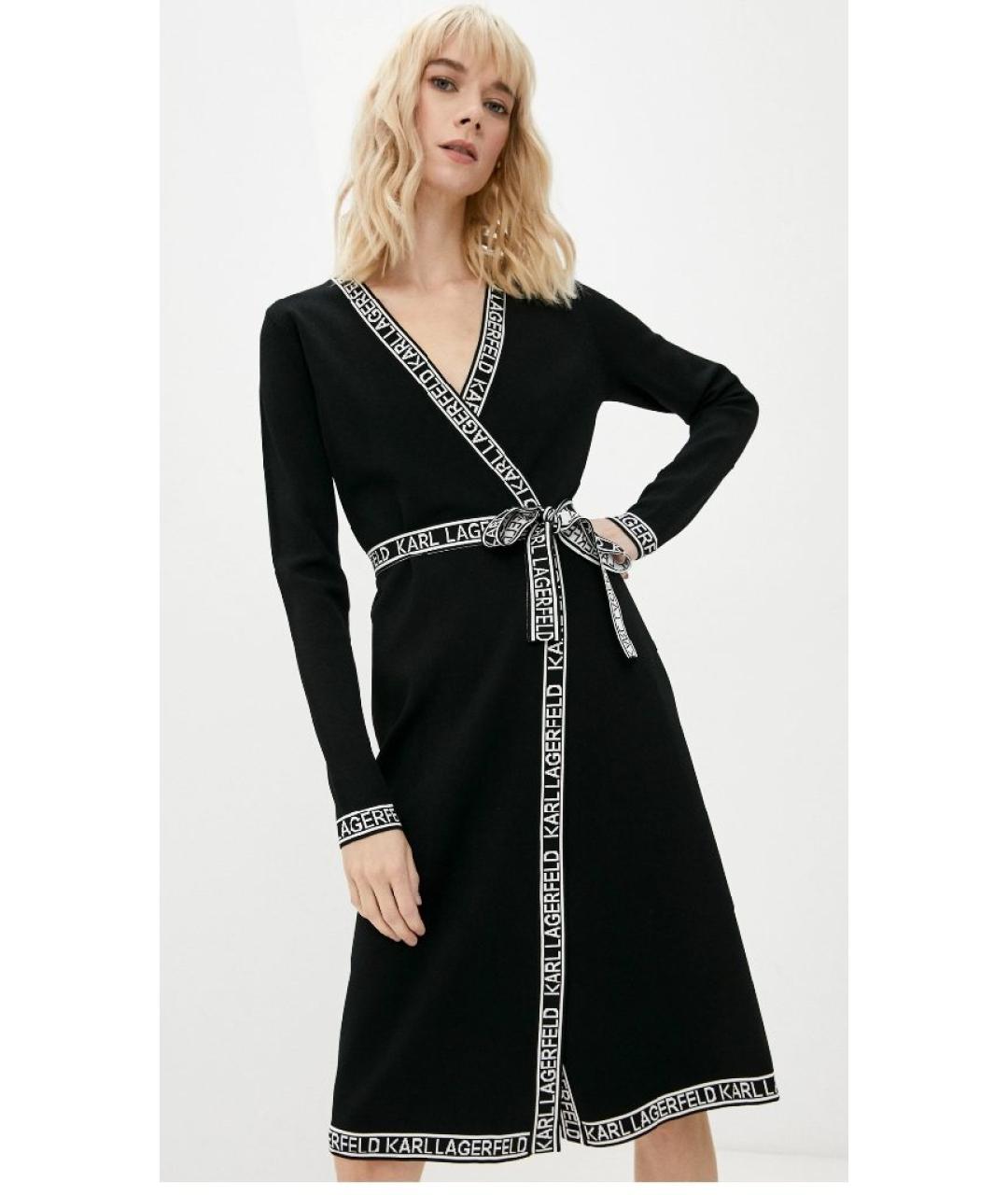KARL LAGERFELD Черное вискозное повседневное платье, фото 9
