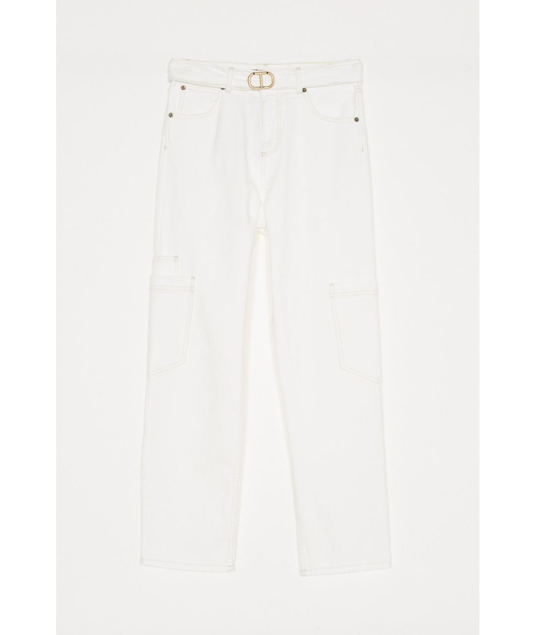 TWIN-SET Белые хлопко-эластановые прямые джинсы, фото 5
