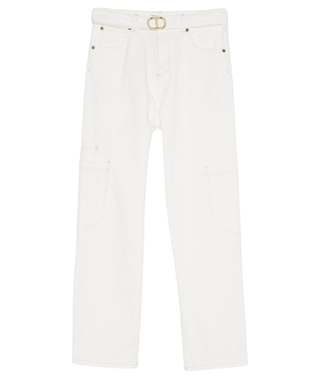 TWIN-SET Белые хлопко-эластановые прямые джинсы, фото 1