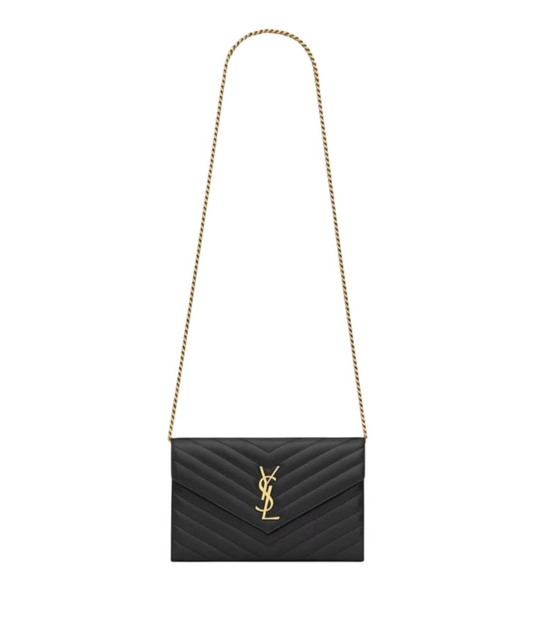 SAINT LAURENT Черная кожаная сумка через плечо, фото 1