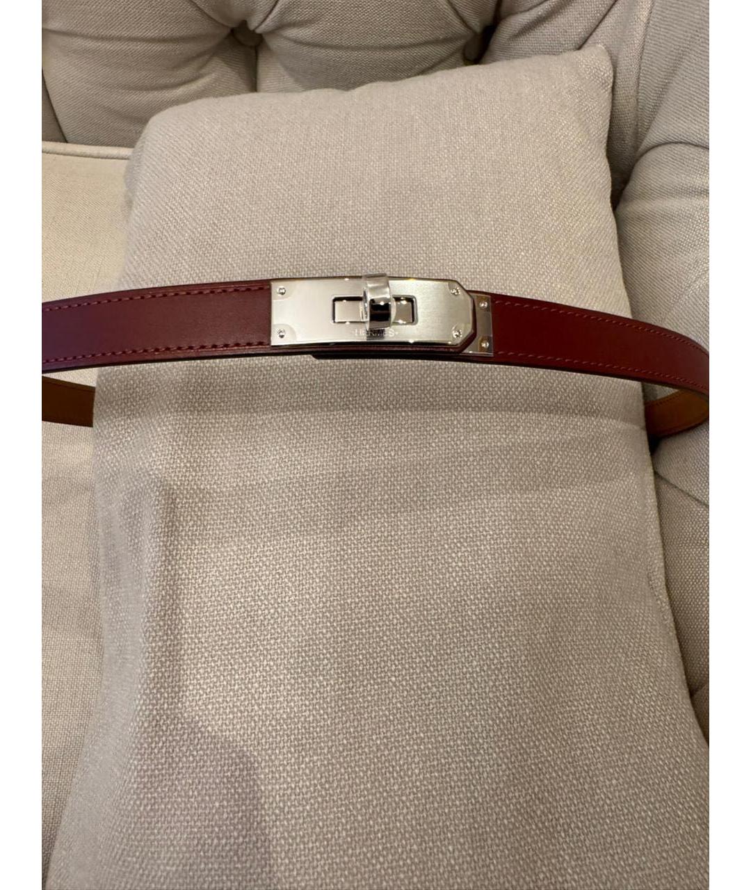 HERMES Бордовый кожаный ремень, фото 2