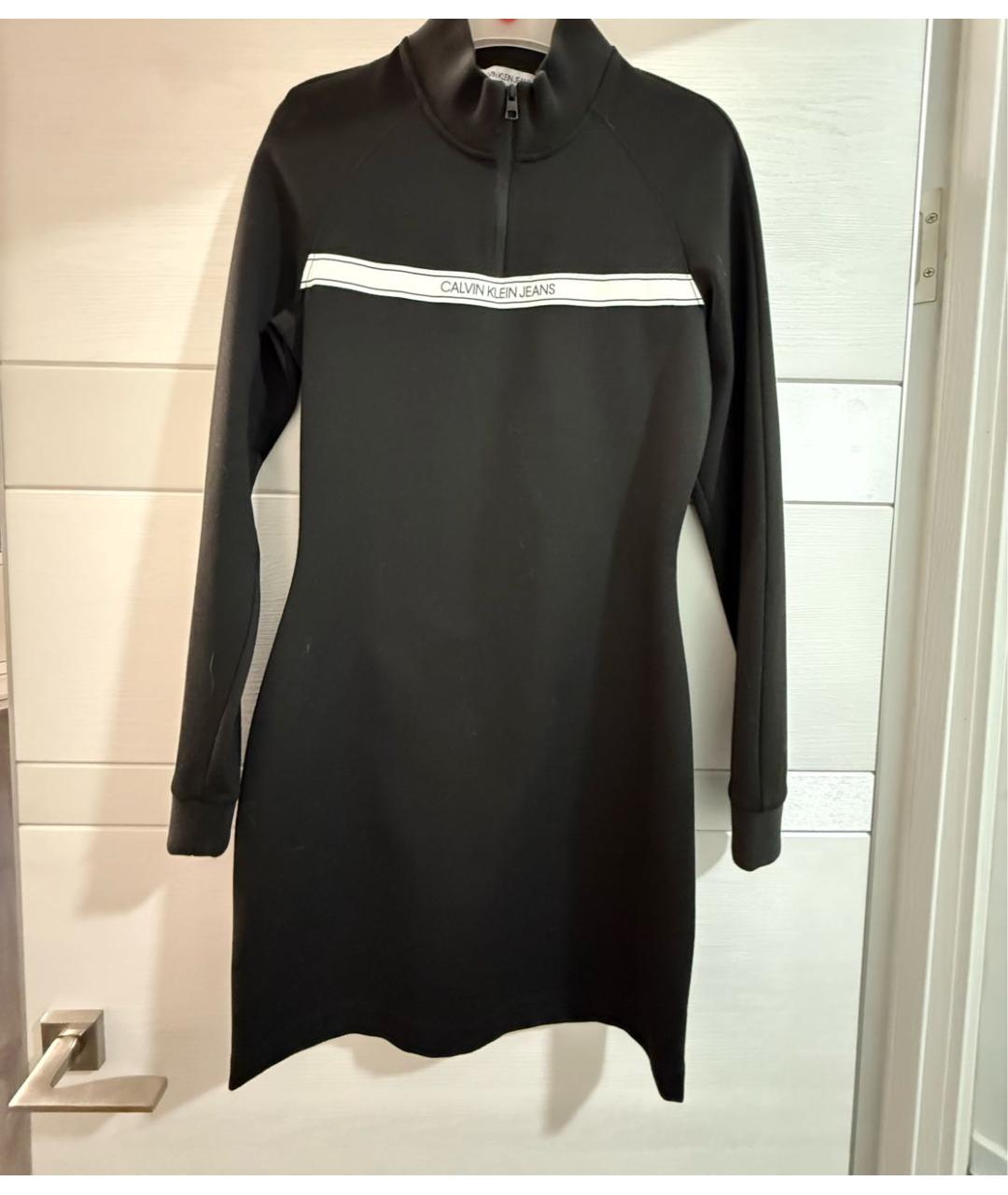 CALVIN KLEIN JEANS Черное хлопковое повседневное платье, фото 9