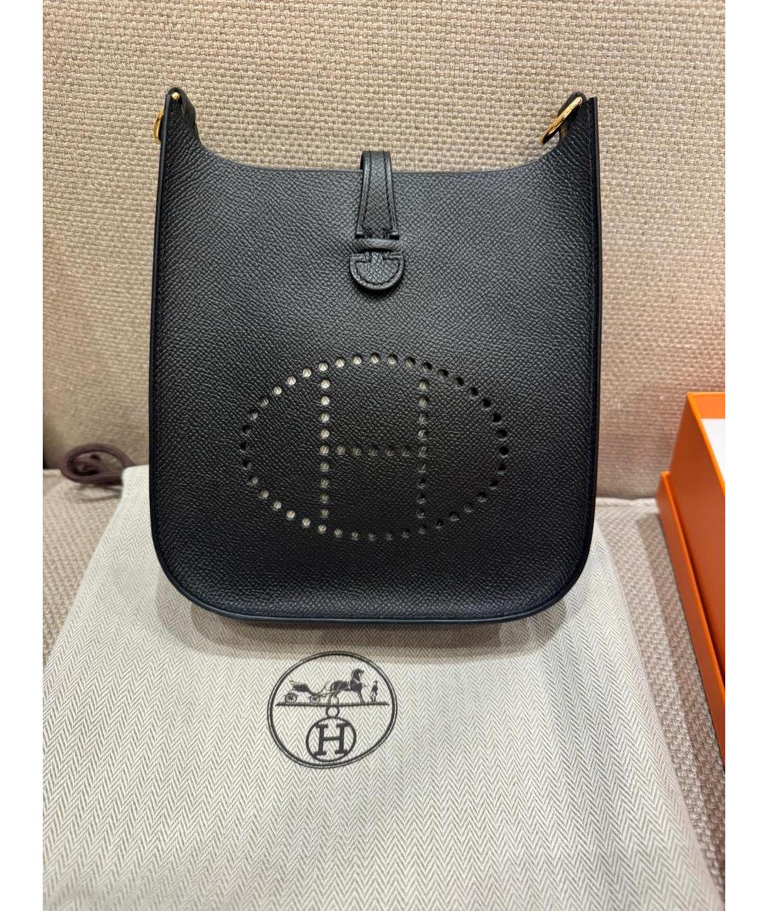 HERMES Черная кожаная сумка через плечо, фото 5