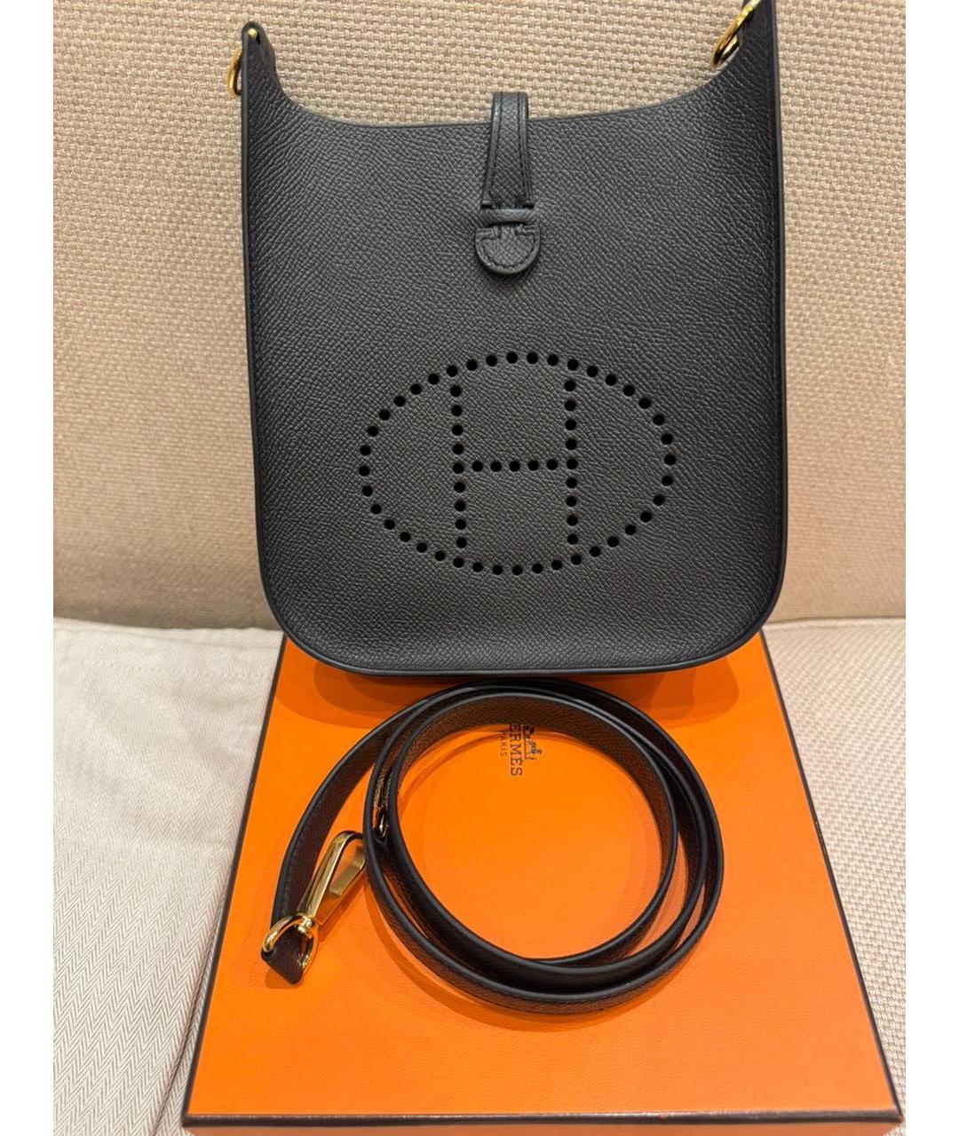 HERMES Черная кожаная сумка через плечо, фото 2
