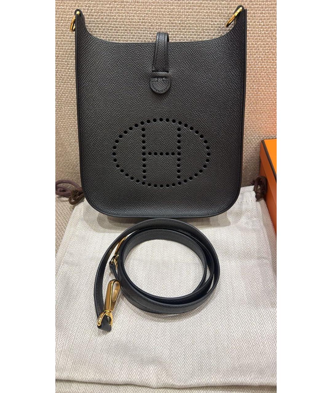 HERMES Черная кожаная сумка через плечо, фото 3