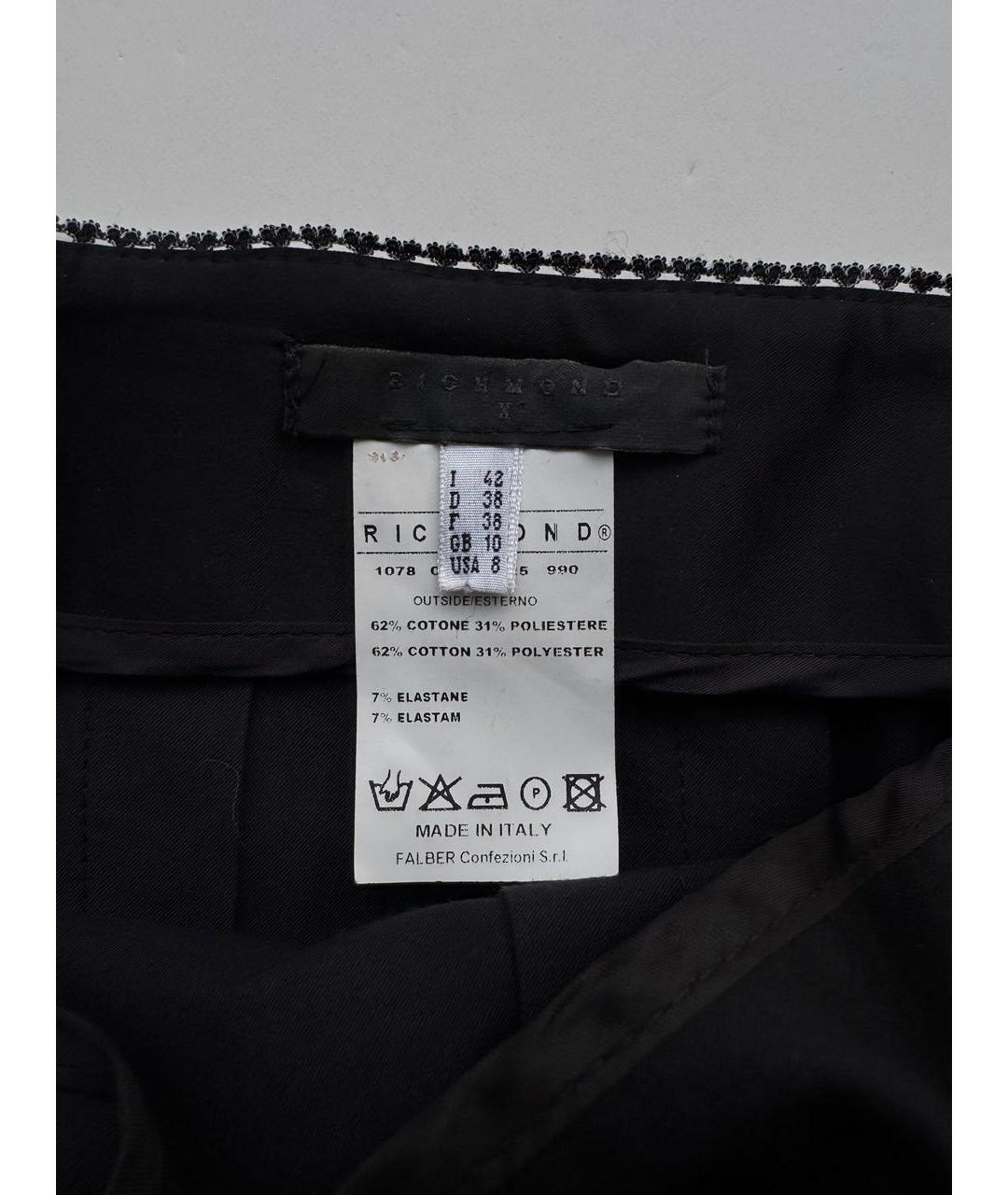 JOHN RICHMOND Черная хлопко-эластановая юбка мини, фото 4