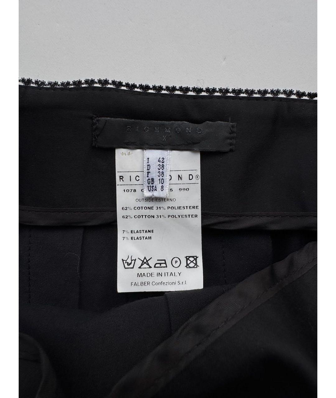 JOHN RICHMOND Черная хлопко-эластановая юбка мини, фото 3