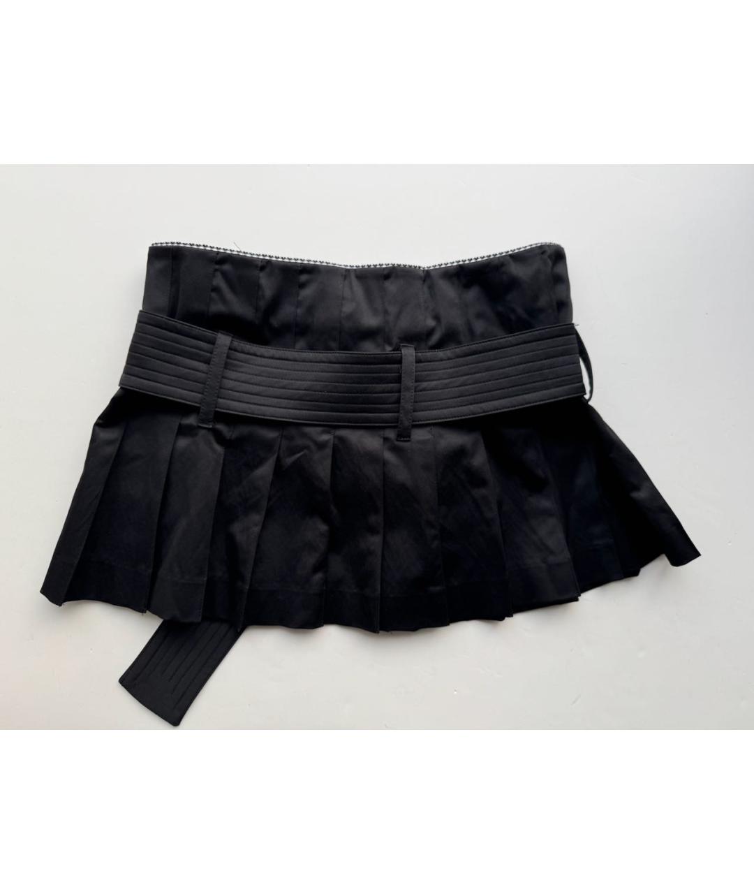 JOHN RICHMOND Черная хлопко-эластановая юбка мини, фото 2