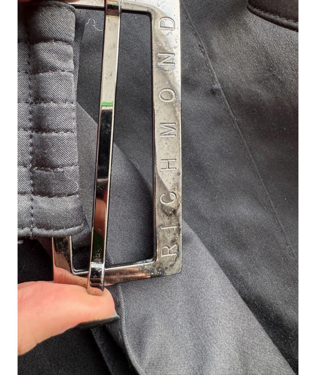 JOHN RICHMOND Черная хлопко-эластановая юбка мини, фото 8