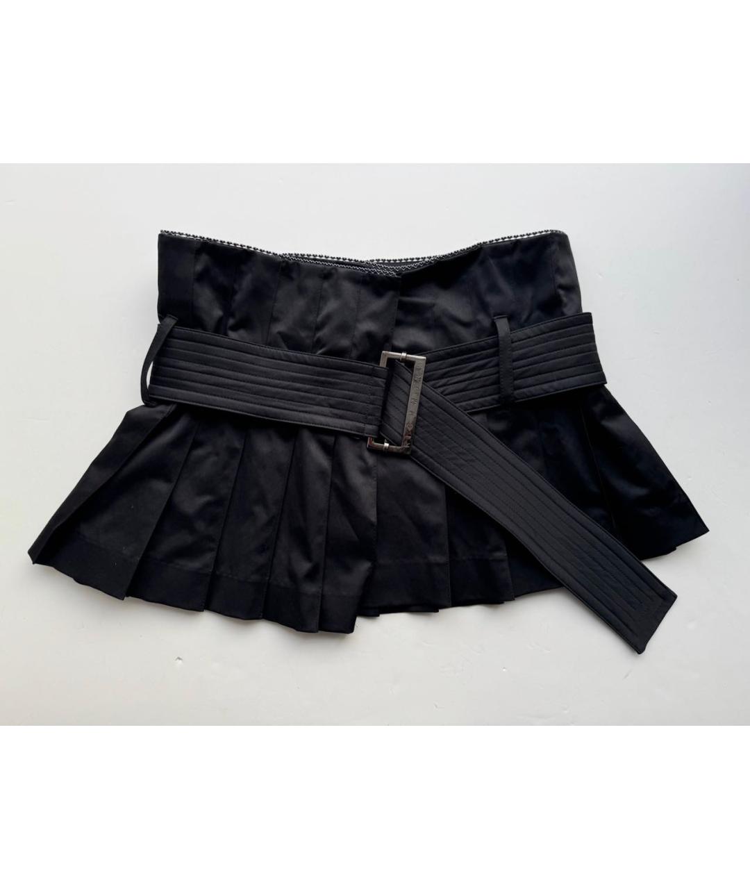 JOHN RICHMOND Черная хлопко-эластановая юбка мини, фото 9