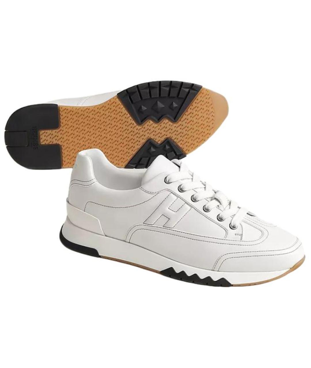 HERMES Белые кожаные низкие кроссовки / кеды, фото 4