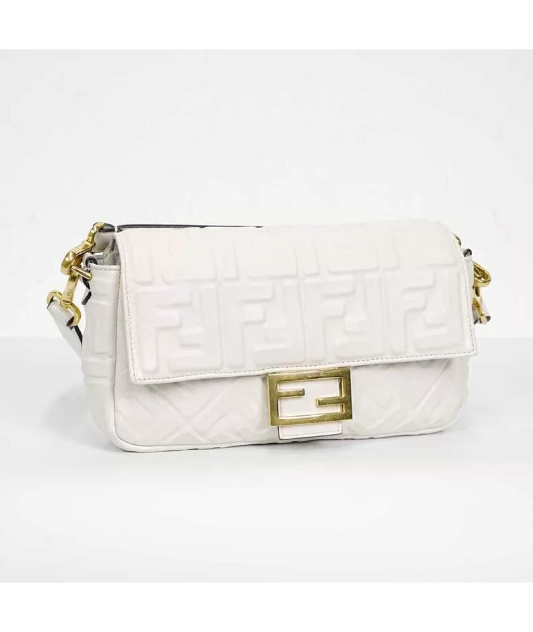 FENDI Белая кожаная сумка через плечо, фото 2