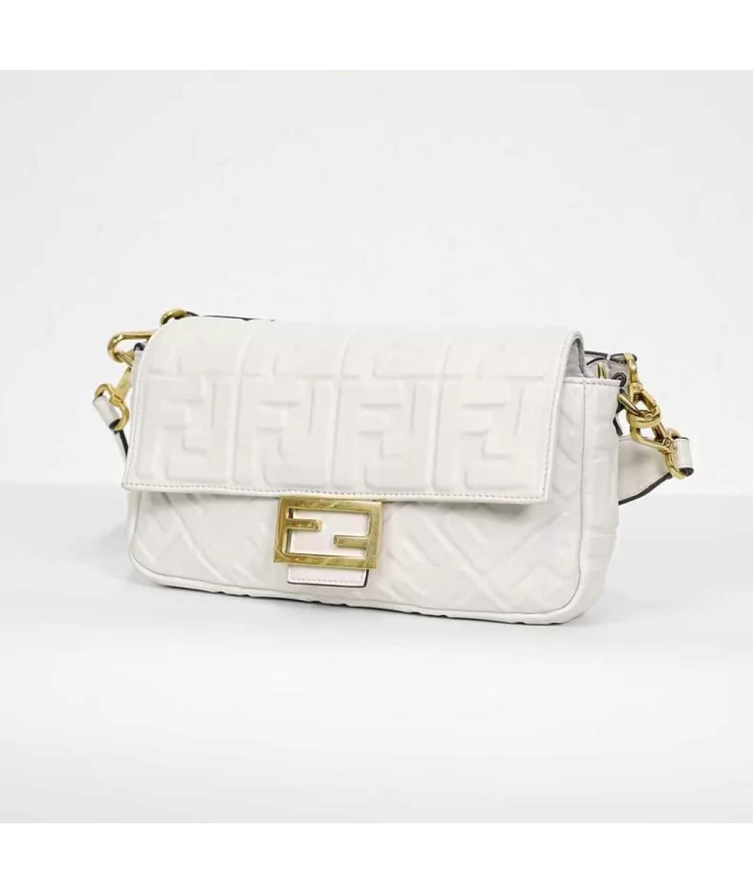 FENDI Белая кожаная сумка через плечо, фото 4