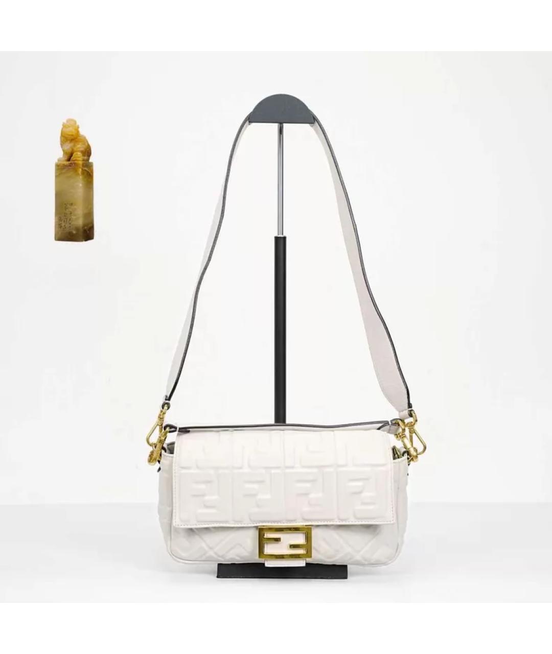 FENDI Белая кожаная сумка через плечо, фото 9