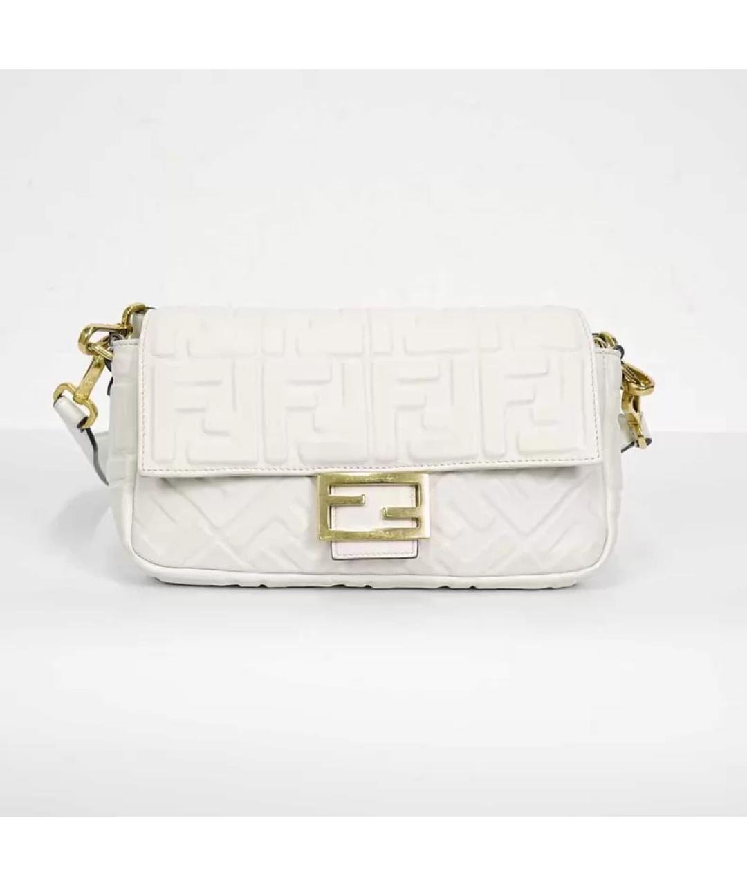FENDI Белая кожаная сумка через плечо, фото 10