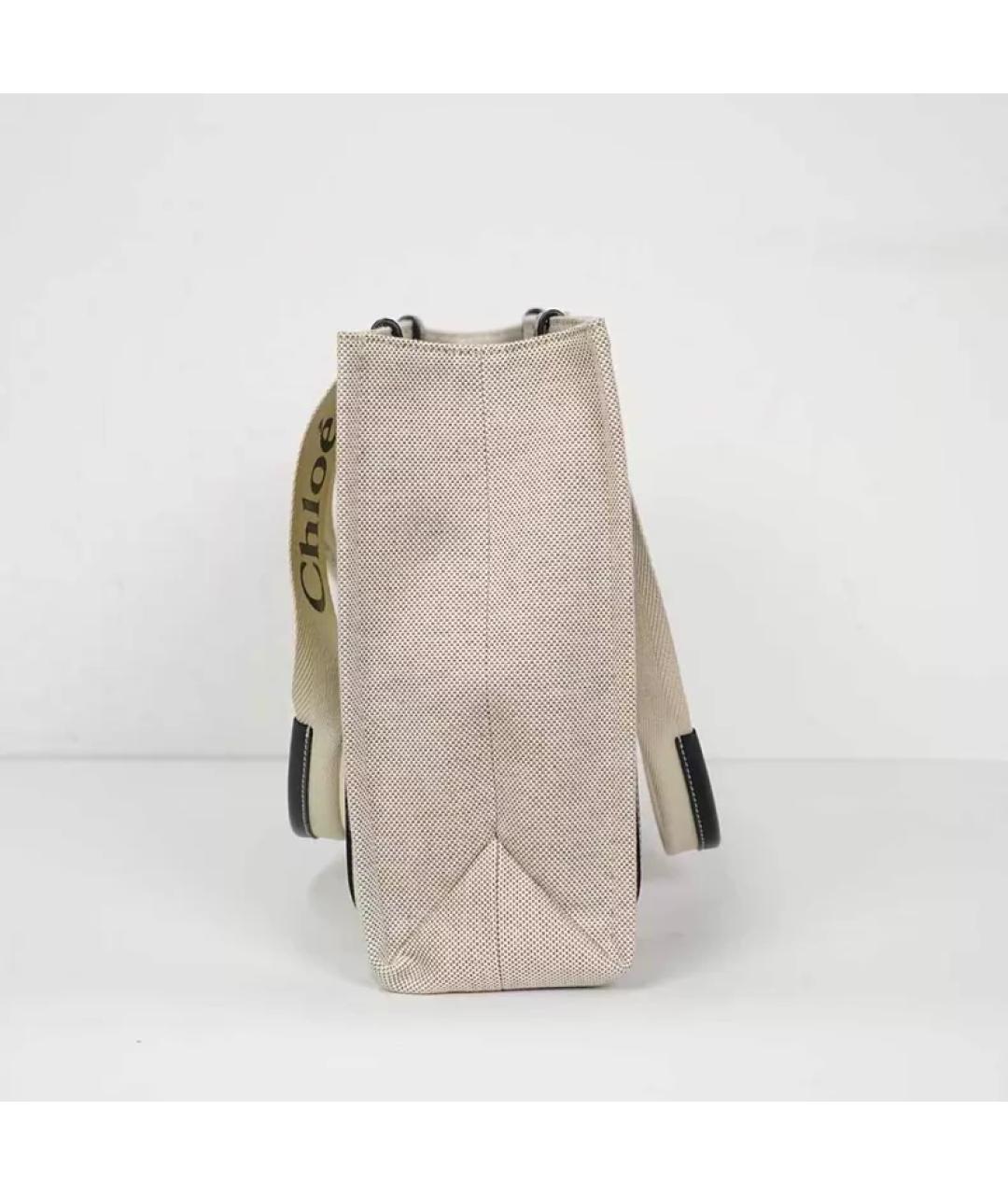 CHLOE Бежевая тканевая сумка с короткими ручками, фото 2