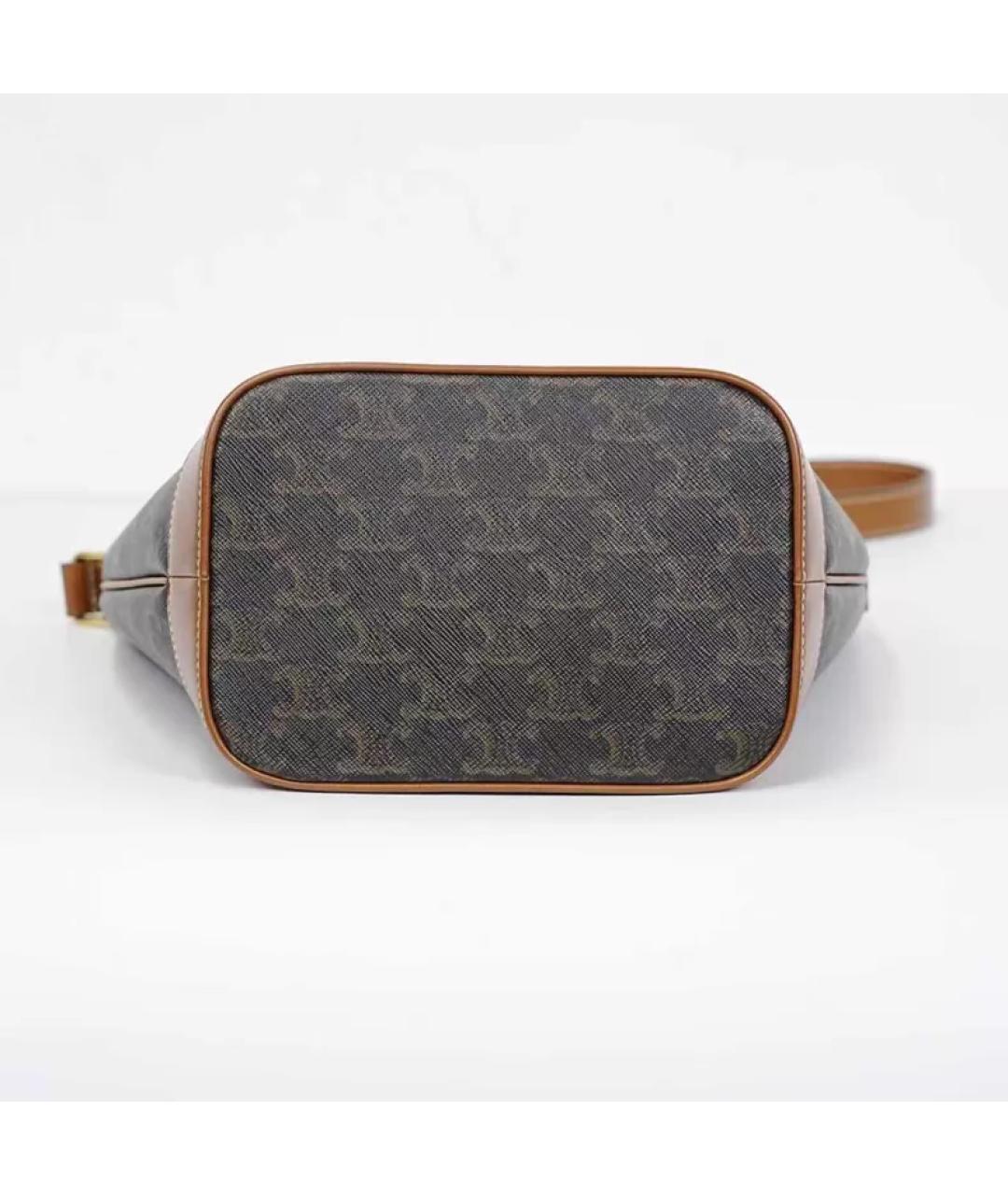 CELINE Коричневая кожаная сумка через плечо, фото 5