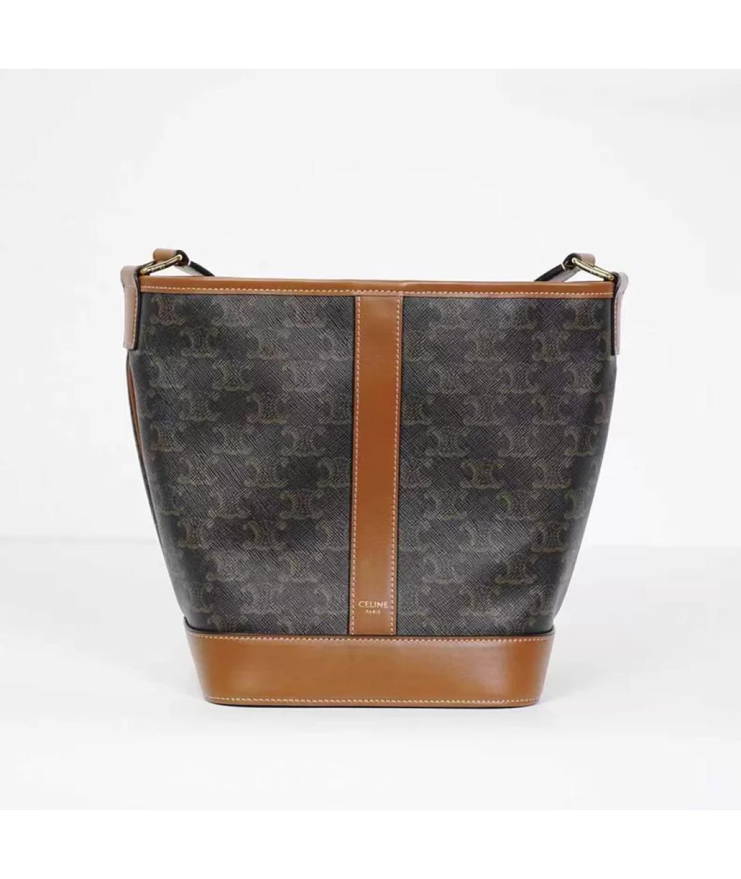 CELINE Коричневая кожаная сумка через плечо, фото 10