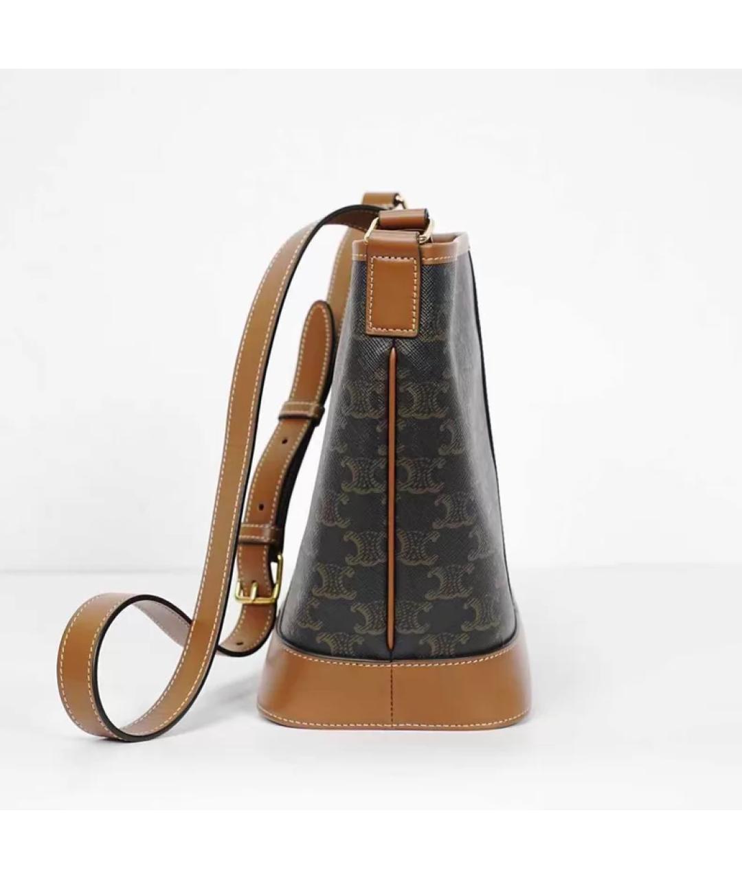 CELINE Коричневая кожаная сумка через плечо, фото 6