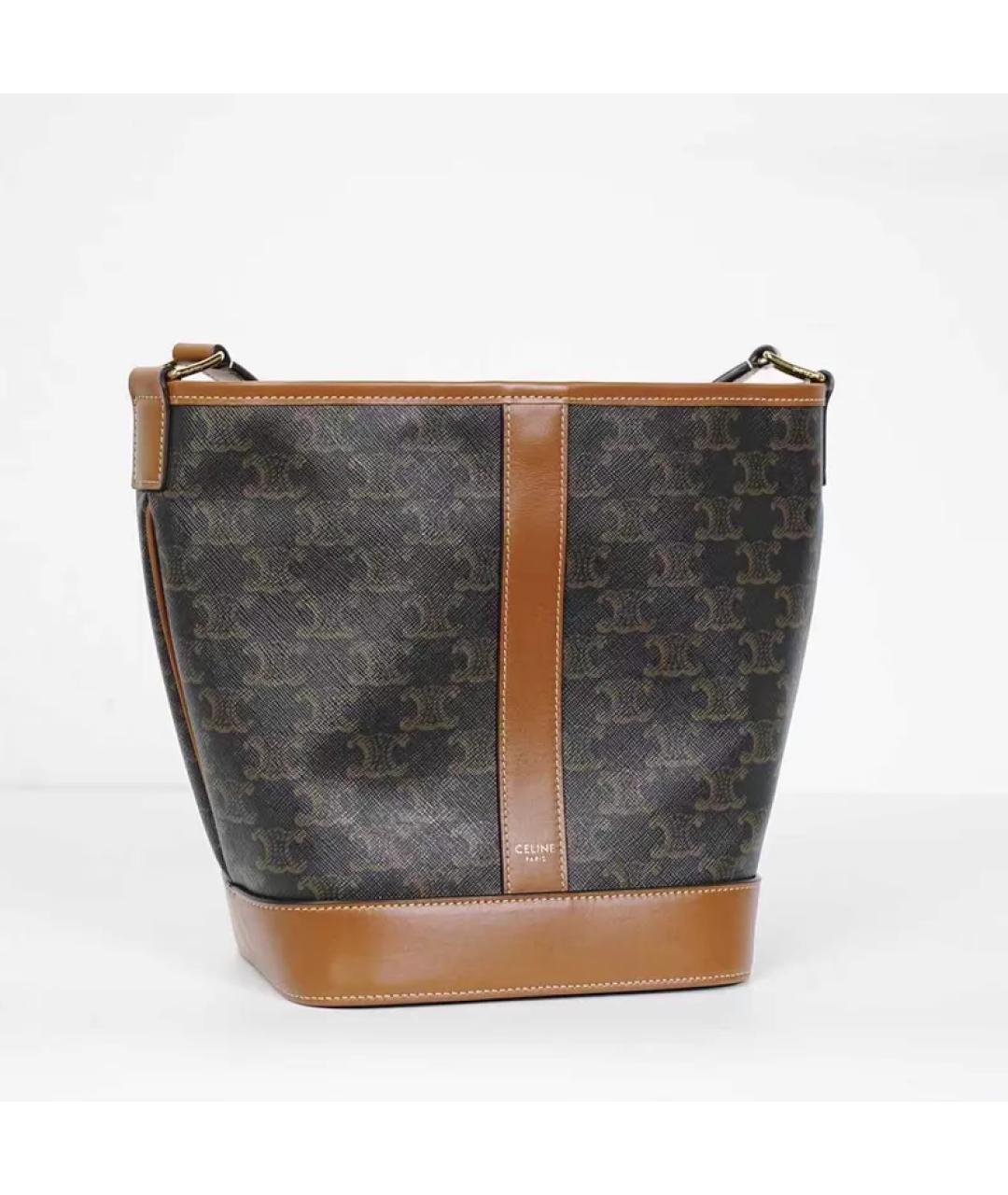 CELINE Коричневая кожаная сумка через плечо, фото 2