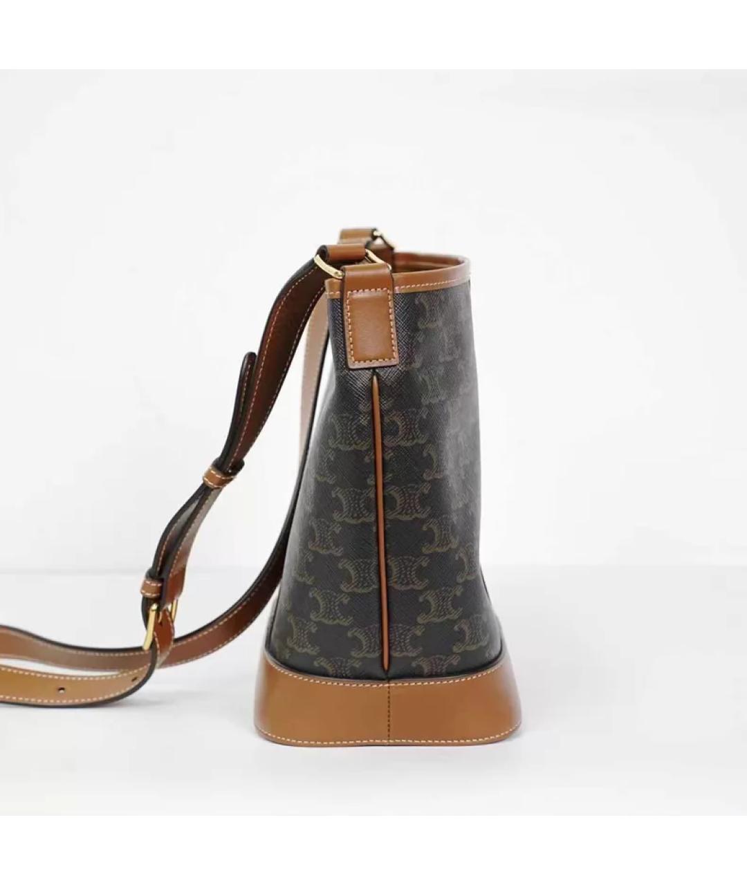 CELINE Коричневая кожаная сумка через плечо, фото 3