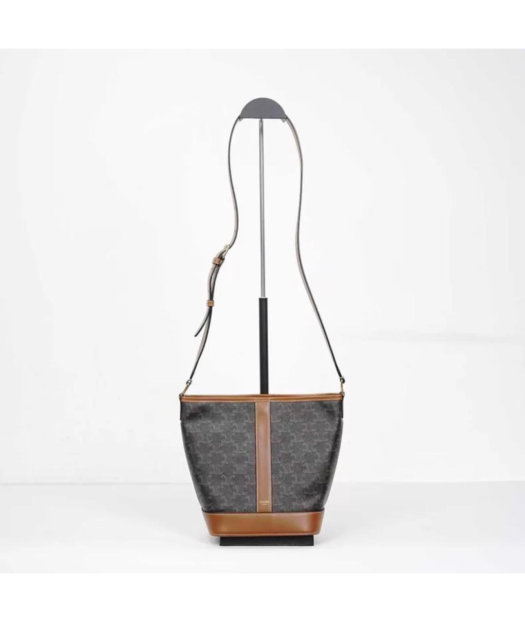 CELINE Коричневая кожаная сумка через плечо, фото 4