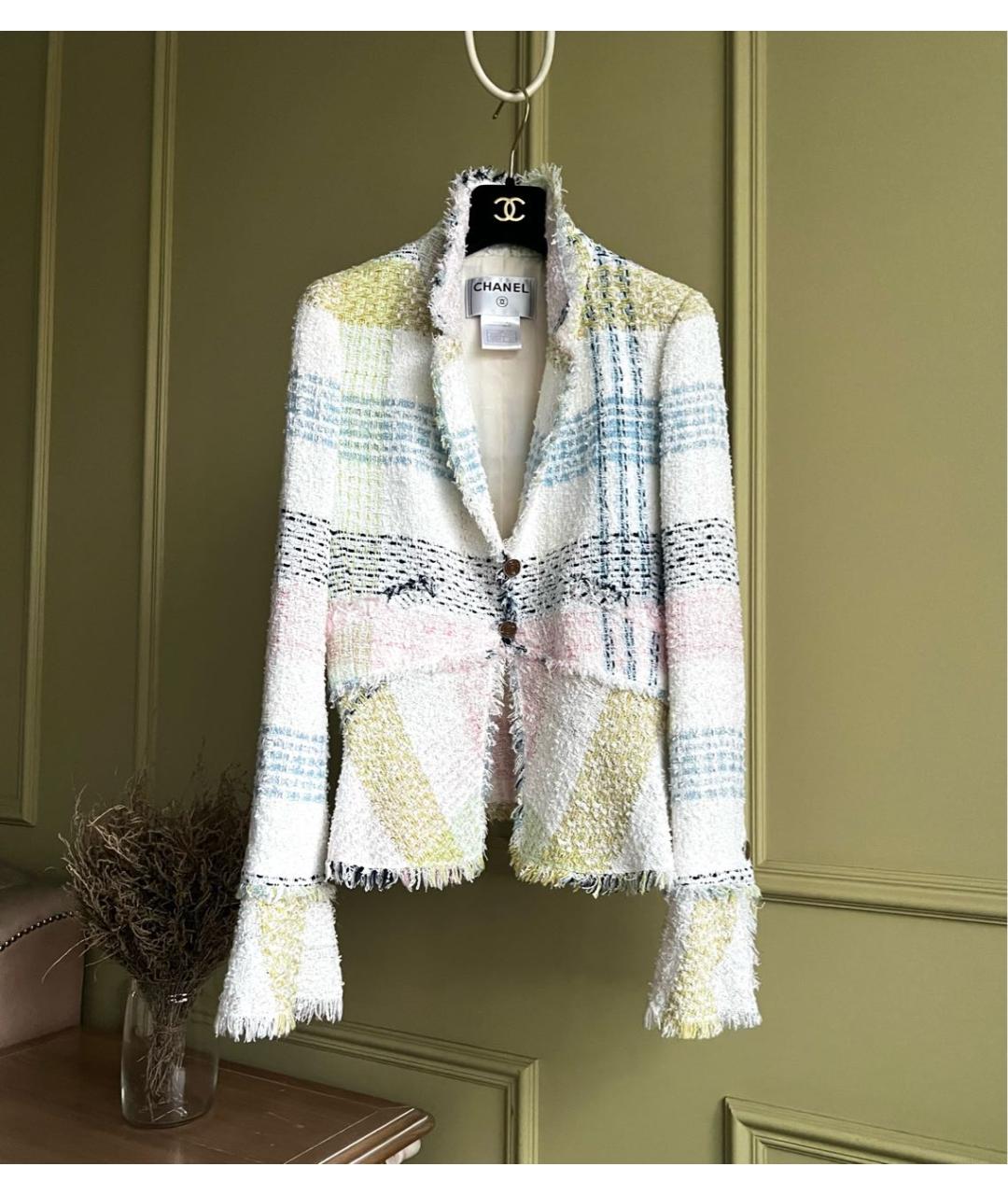 CHANEL Белый твидовый жакет/пиджак, фото 9