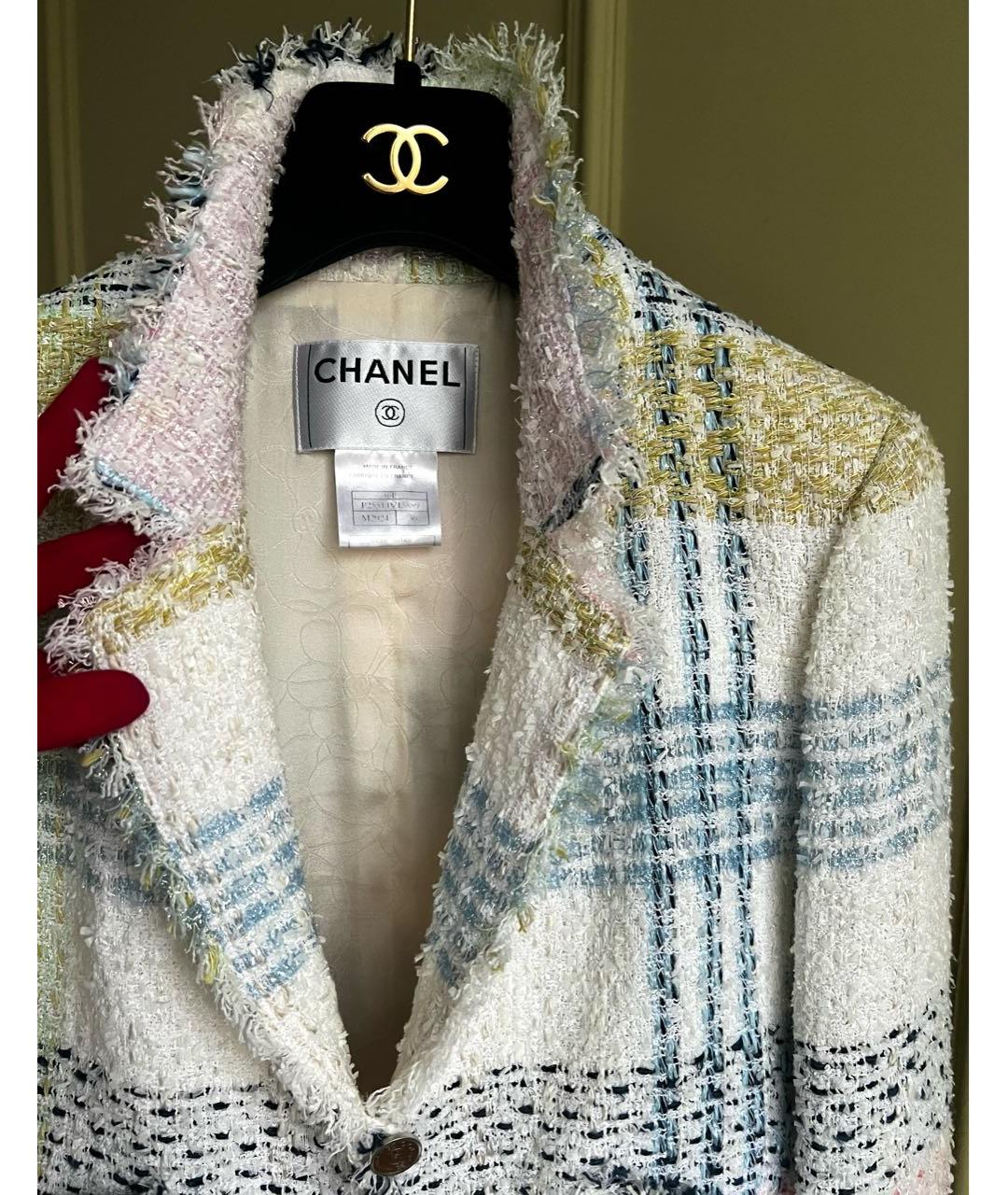 CHANEL Белый твидовый жакет/пиджак, фото 2