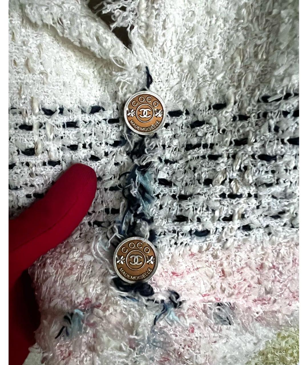 CHANEL Белый твидовый жакет/пиджак, фото 3