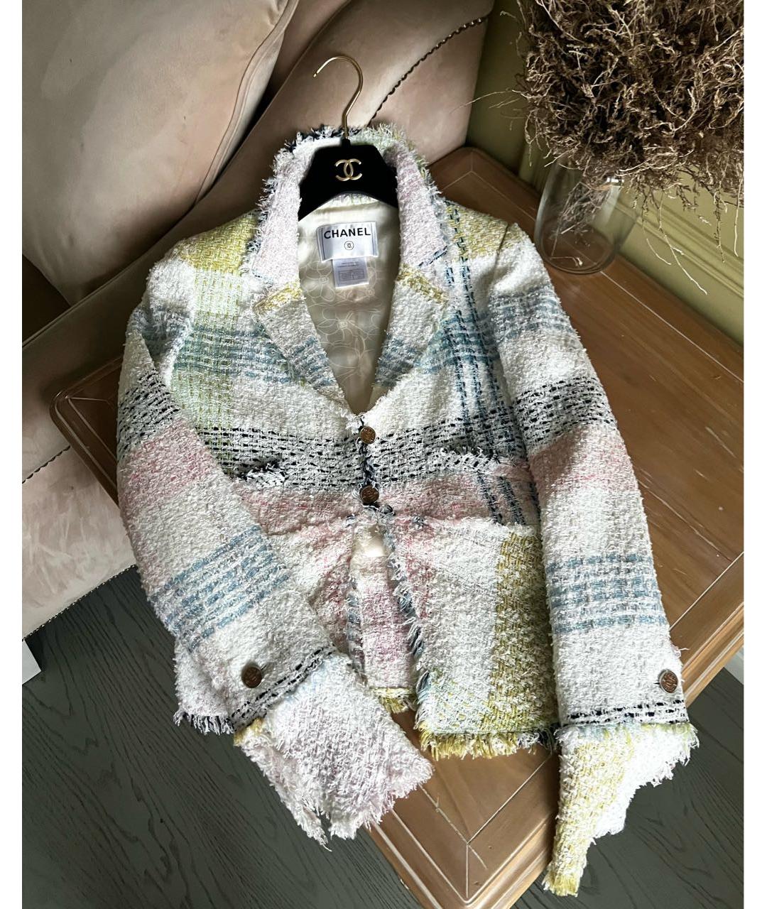 CHANEL Белый твидовый жакет/пиджак, фото 5